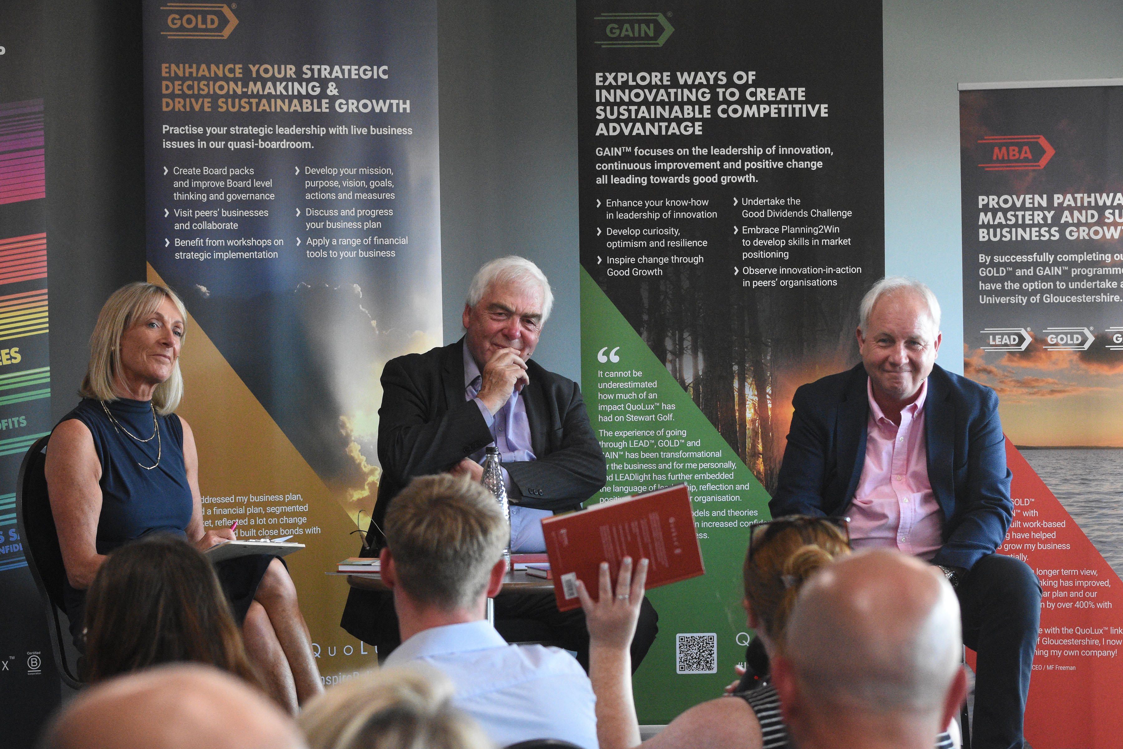 Jill Douglas interviewing the authors, Malcolm Prowle and QuoLux™ CEO, Stewart Barnes